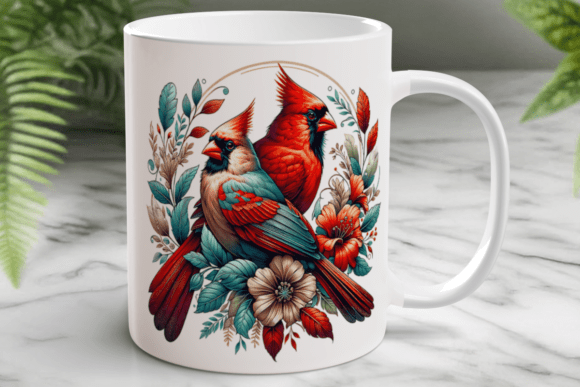 Download Cardinal Pair Floral Wreath Design PNG - Wreath design Collection
