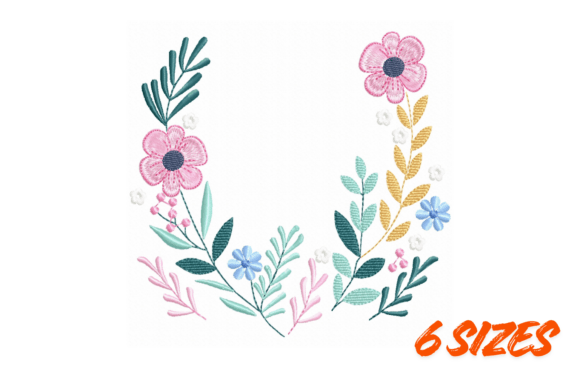 Download Floral Embroidery Wreath Design File Set - Wreath design Collection