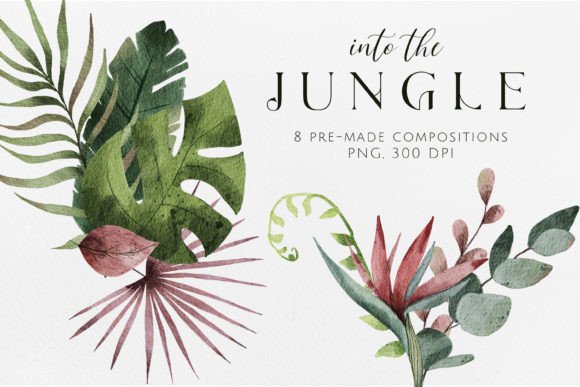 Download Tropical Plants Watercolor Compositions - Tropical plants Collection